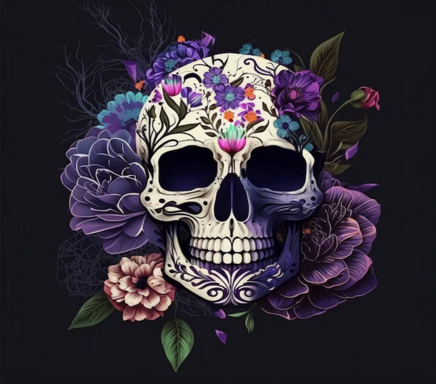 Floral Skull Tumbler