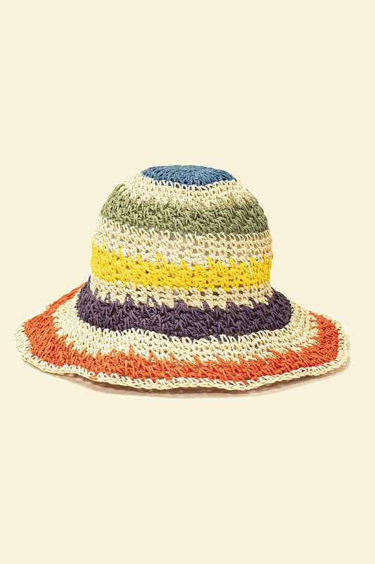 Packable crochet straw bucket hat