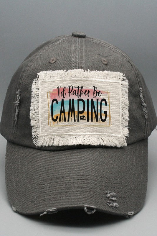 Fun Gifts I'd Rather Be Camping Patch Hat