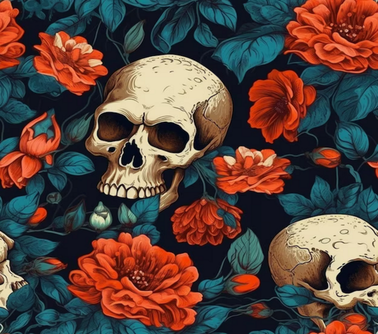 Skull Red Flowers Tumbler