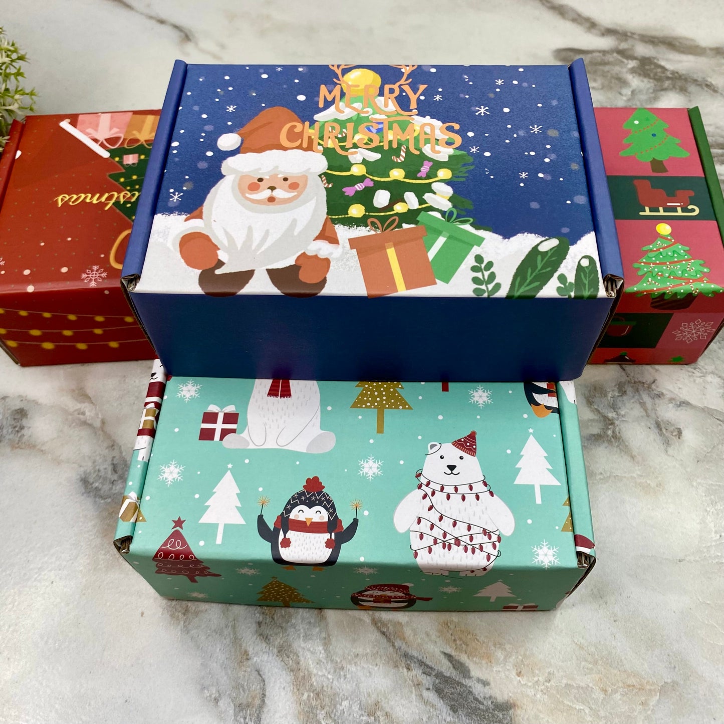 Christmas Gift Box with Crinkle Paper - Small