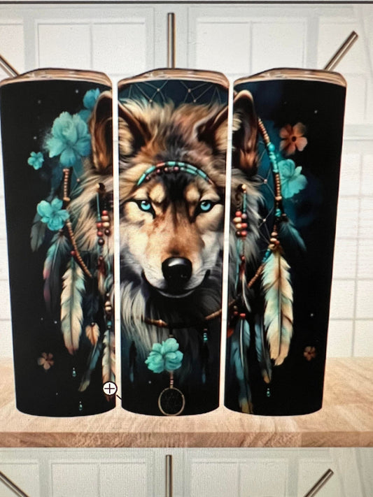 Wolf with Dreamcatcher Tumbler