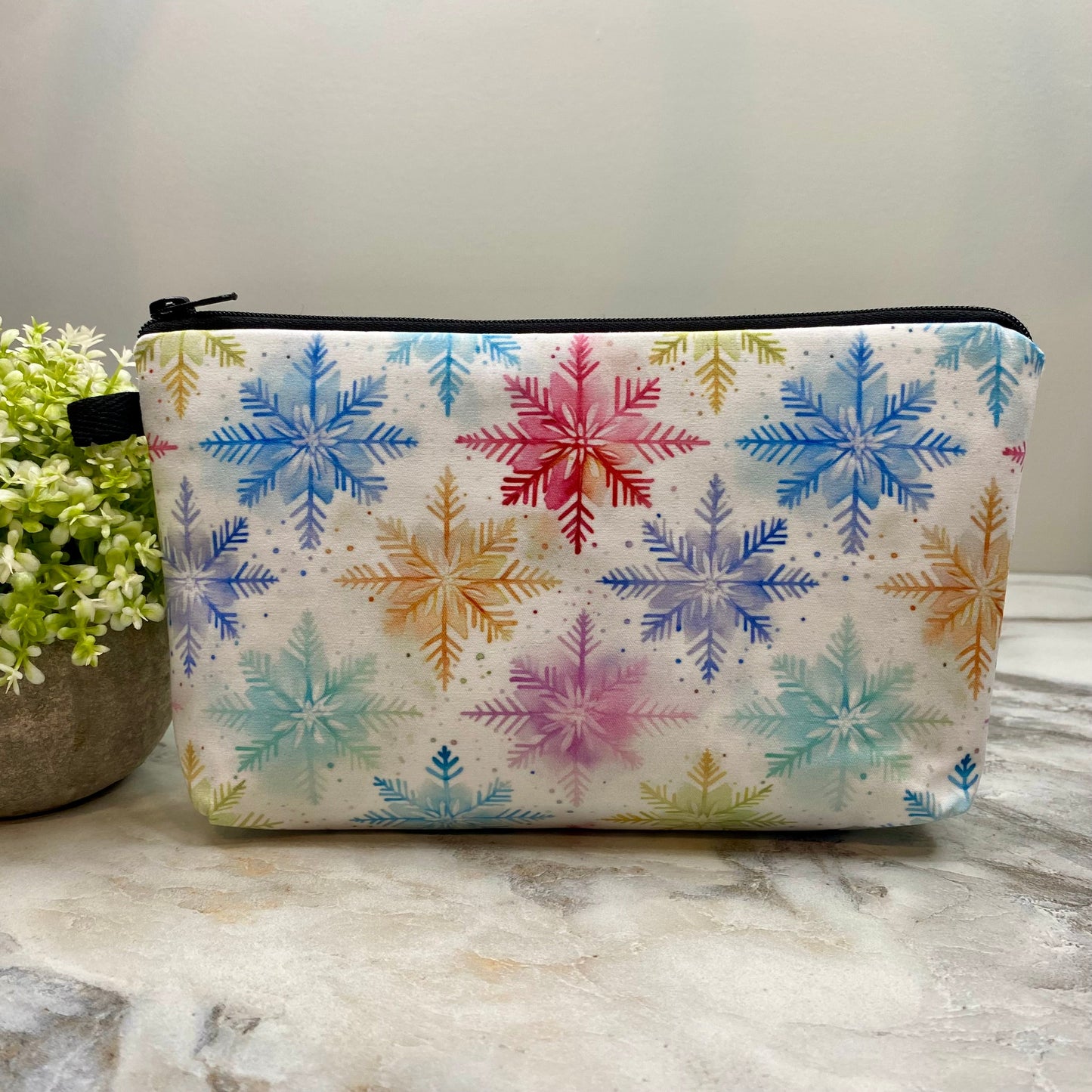 Pouch - Christmas Snowflake on White