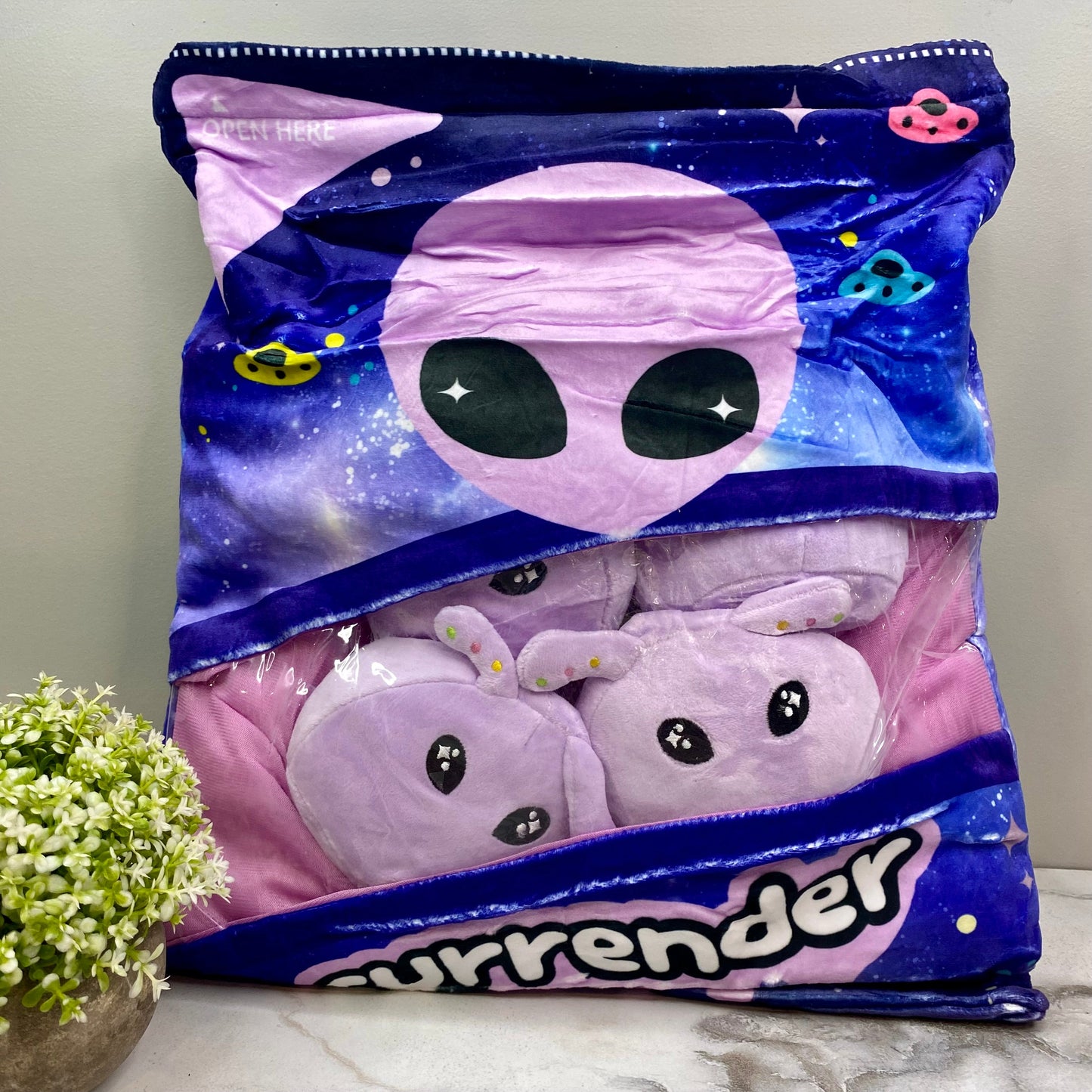 Stuffed Bag of Aliens Toy - Purple