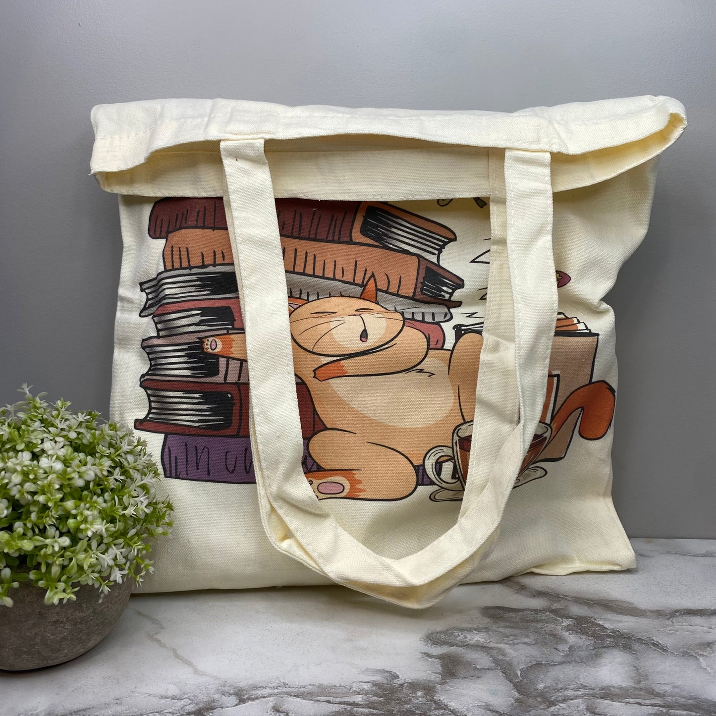 Tote Bag - Sleepy Cats & Books - #8